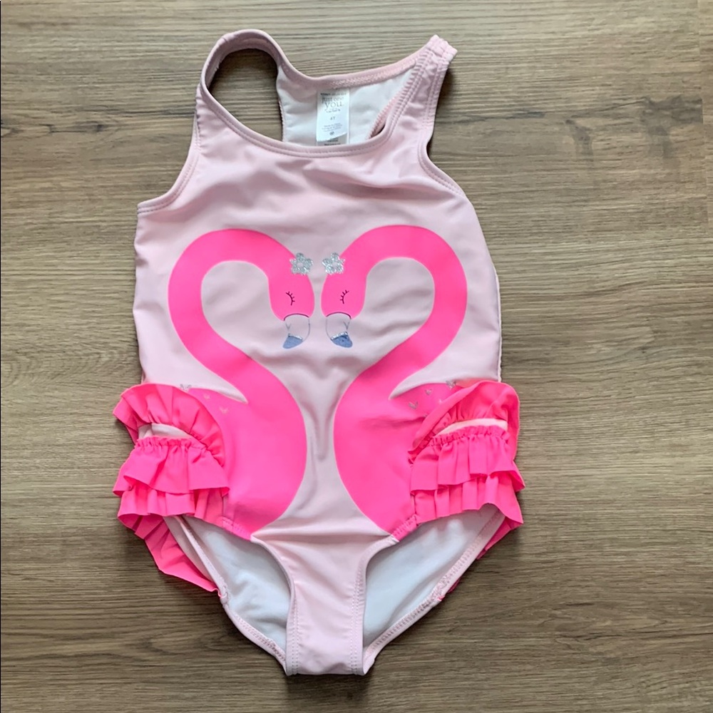 Pink Flamingo Kids Swim One Piece